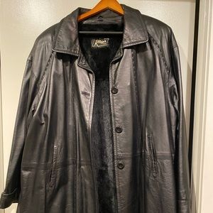 Kluger Genuine Leather 3/4 Length Swing Coat